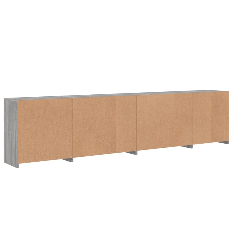 Buffet bahut commode armoire meuble de rangement organisateur cuisine salle de séjour salon avec lumières LED sonoma 283 x 37 x 67 cm gris 02_0030070