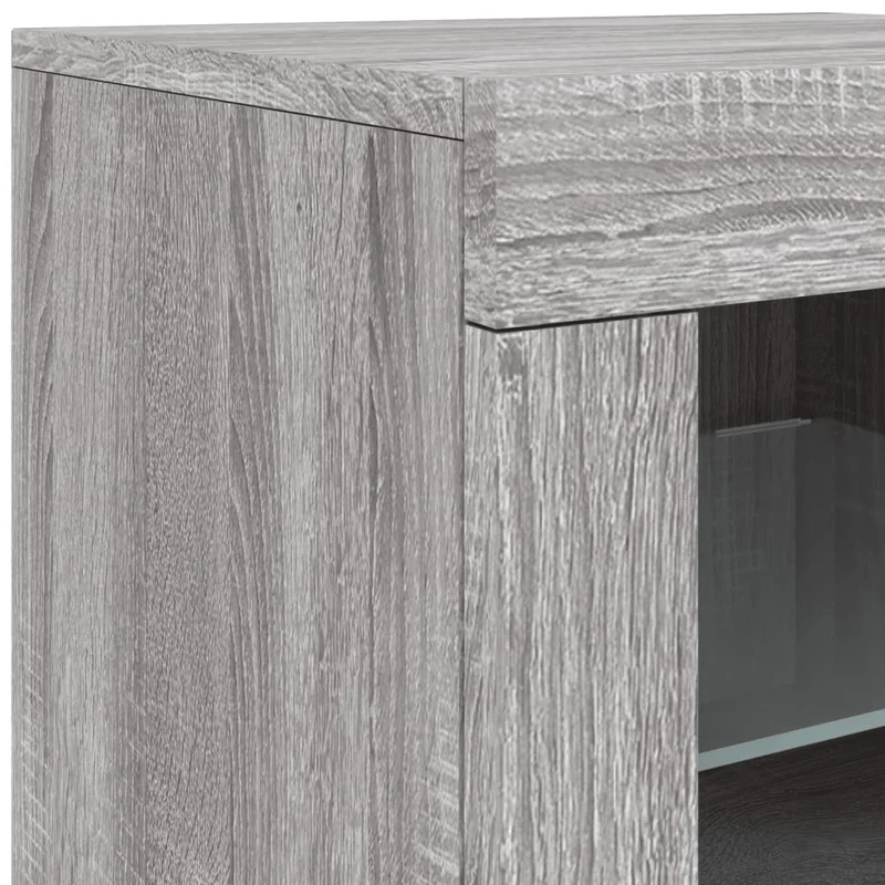 Buffet bahut commode armoire meuble de rangement organisateur cuisine salle de séjour salon avec lumières LED sonoma 181,5 x 37 x 67 cm gris 02_0030063