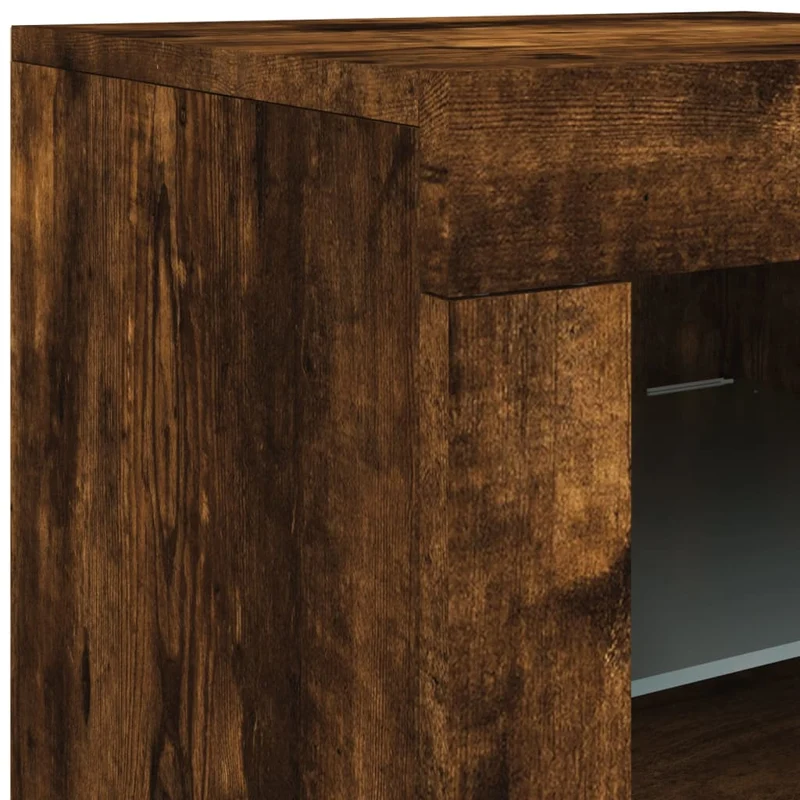 Buffet bahut commode armoire meuble de rangement organisateur cuisine salle de séjour salon avec lumières LED 181,5 x 37 x 67 cm marron 02_0029877