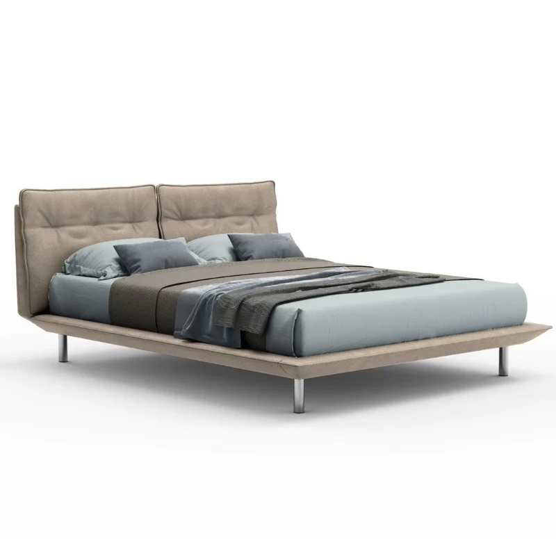 Letto matrimoniale moderno con struttura in legno colore beige - Bolt