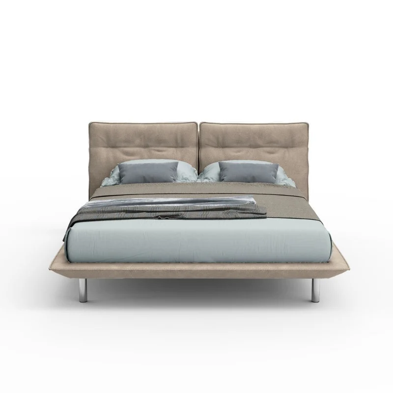 Letto matrimoniale moderno con struttura in legno colore beige - Bolt