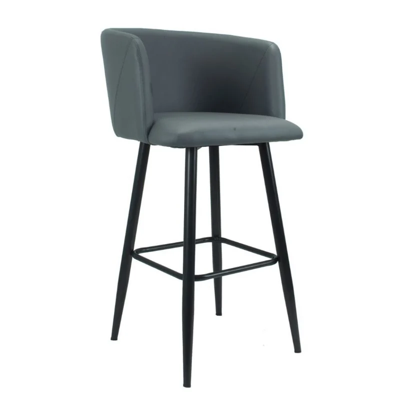 Sgabello avvolgente in ecopelle colore grigio e gambe nere opache - Limin