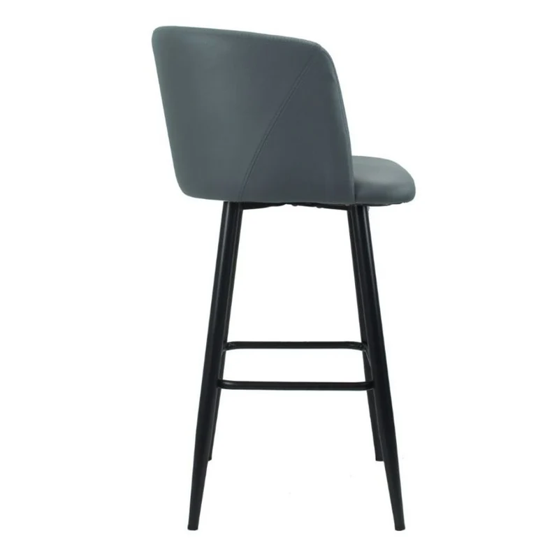 Sgabello avvolgente in ecopelle colore grigio e gambe nere opache - Limin