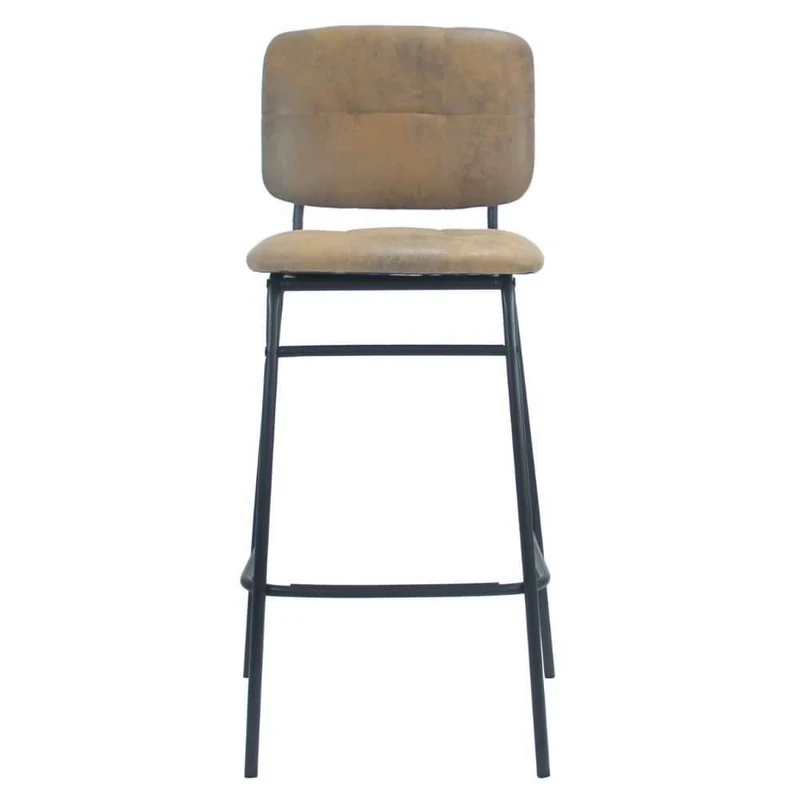 Sgabello con seduta e schienale in velluto colore ruggine e gambe nere - Ross