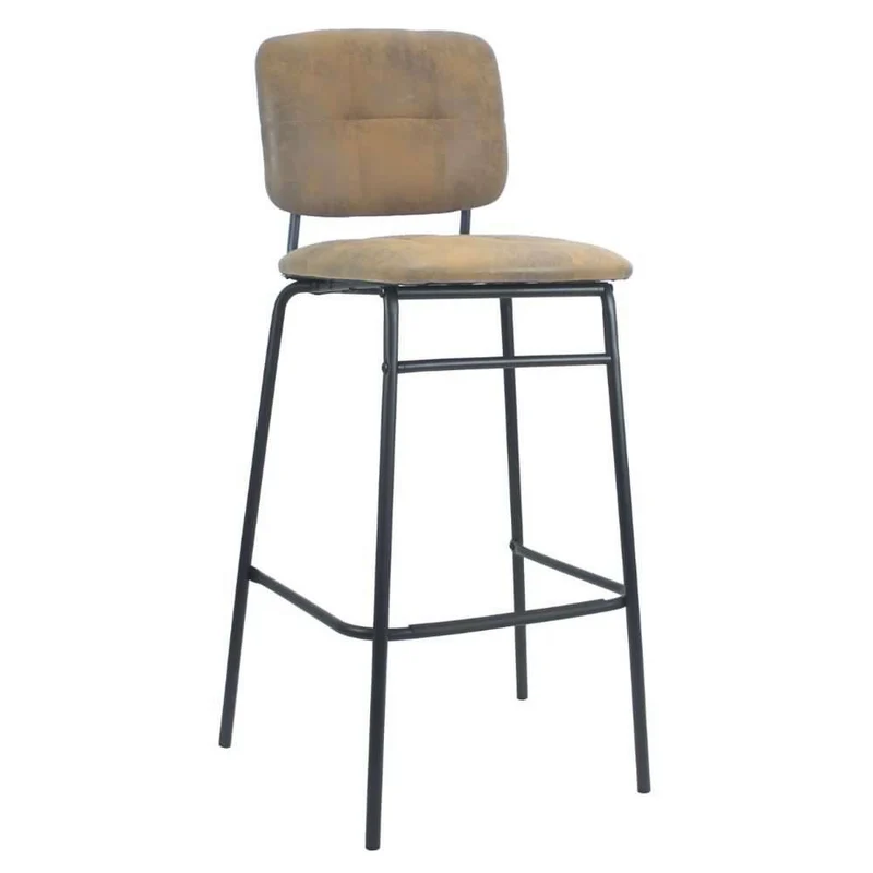 Sgabello con seduta e schienale in velluto colore ruggine e gambe nere - Ross