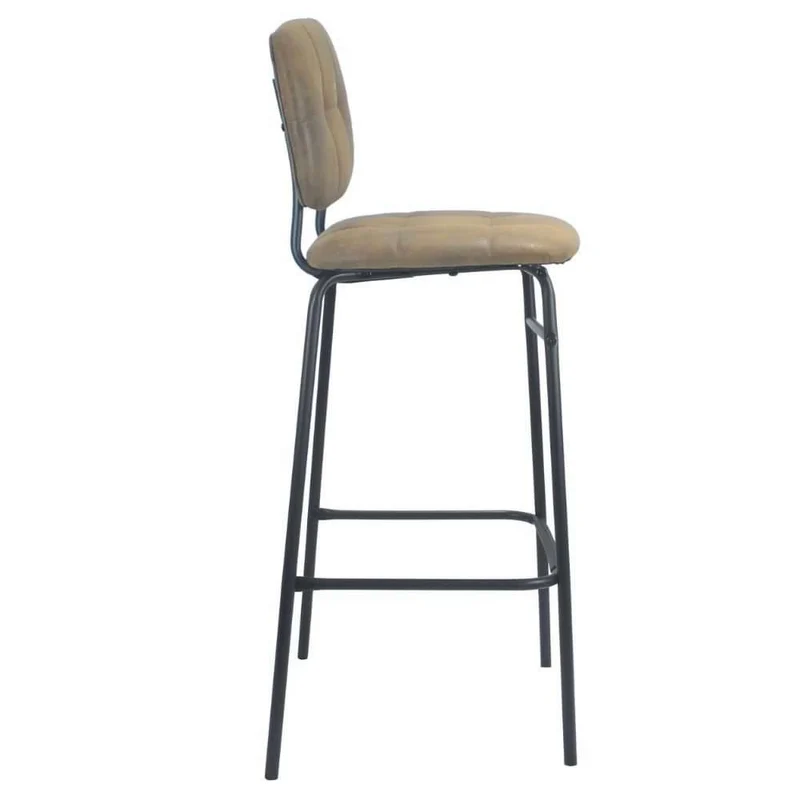 Sgabello con seduta e schienale in velluto colore ruggine e gambe nere - Ross