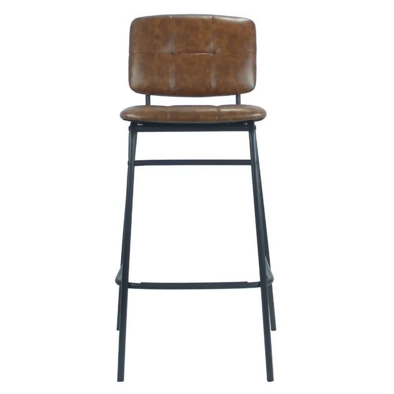 Sgabello con seduta e schienale in ecopelle colore mattone e gambe nere - Ross