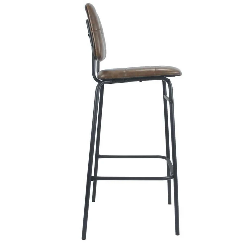 Sgabello con seduta e schienale in ecopelle colore mattone e gambe nere - Ross