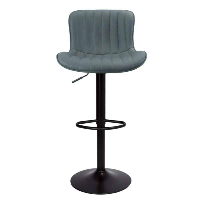 Sgabello regolabile con seduta in ecopelle grigio e base in metallo nero - Snas