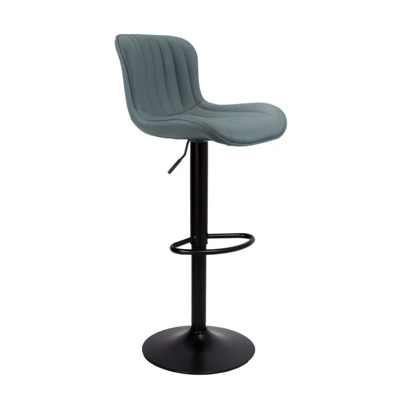 Sgabello regolabile con seduta in ecopelle grigio e base in metallo nero - Snas
