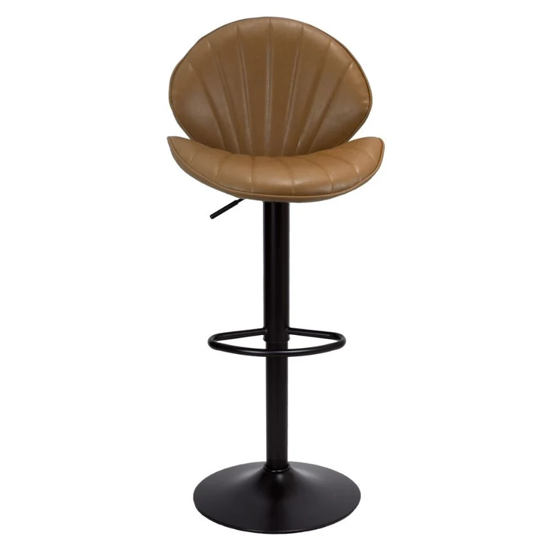 Sgabello regolabile con seduta in ecopelle colore tortora con base metallo nero - Tunn
