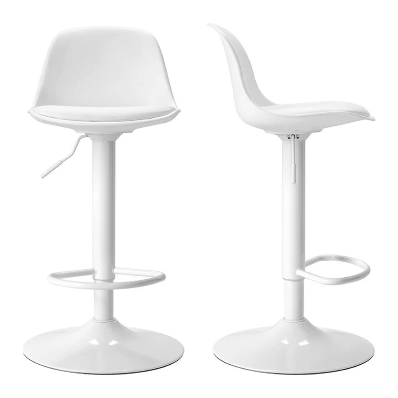Sgabello regolabile con seduta imbottita colore bianco - Rand