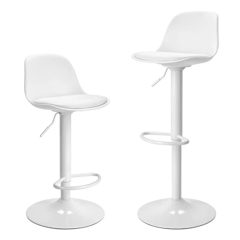 Sgabello regolabile con seduta imbottita colore bianco - Rand