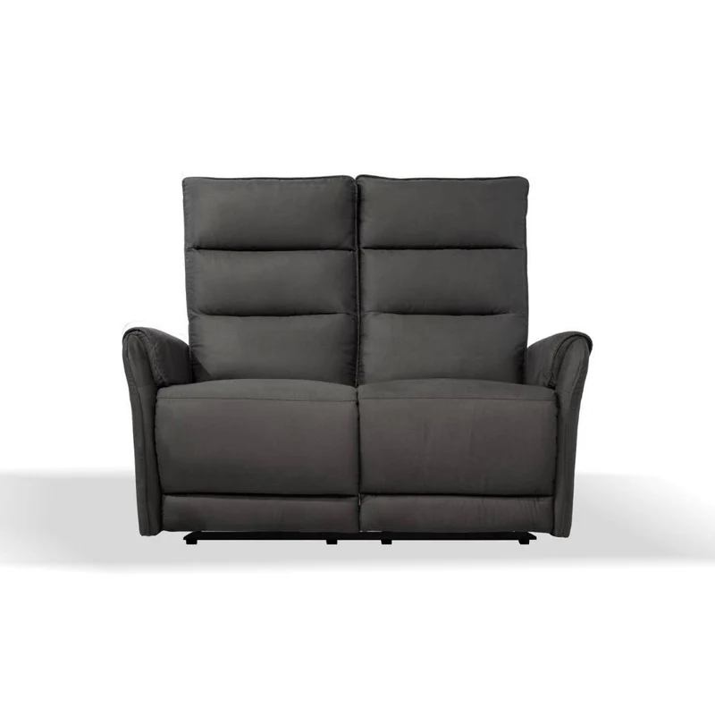 Divano 2 posti con 2 recliner elettrici effetto nabuk grigio - Thun