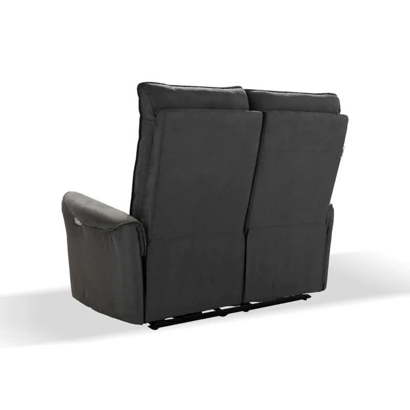 Divano 2 posti con 2 recliner elettrici effetto nabuk grigio - Thun