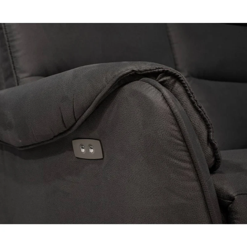 Divano 2 posti con 2 recliner elettrici effetto nabuk grigio - Thun