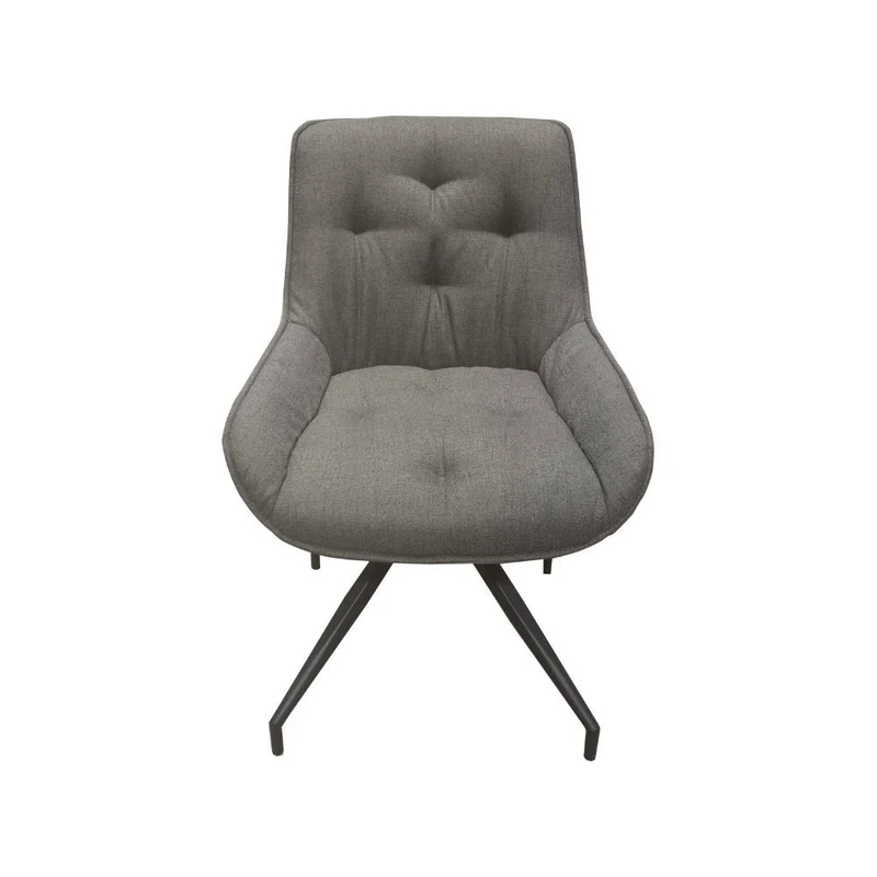 Set 2 Sedia da pranzo colore grigio chiaro con schienale in ecopelle grigio e gambe nere - Agora