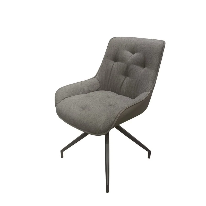 Set 2 Sedia da pranzo colore grigio chiaro con schienale in ecopelle grigio e gambe nere - Agora