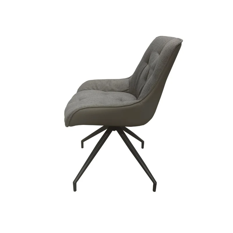 Set 2 Sedia da pranzo colore grigio chiaro con schienale in ecopelle grigio e gambe nere - Agora