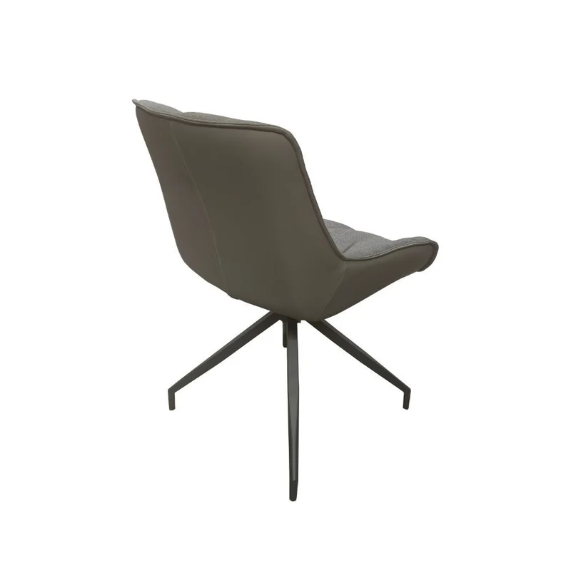 Set 2 Sedia da pranzo colore grigio chiaro con schienale in ecopelle grigio e gambe nere - Agora