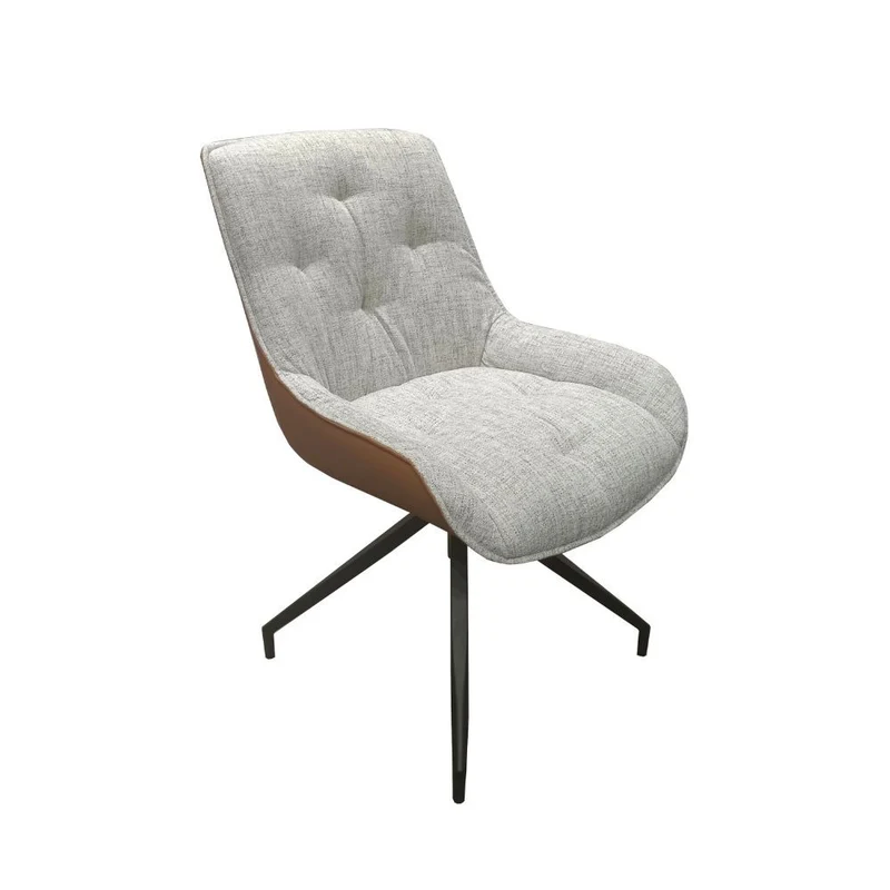 Set 2 Sedia da pranzo colore grigio chiaro con schienale in ecopelle arancione e gambe nere - Agora