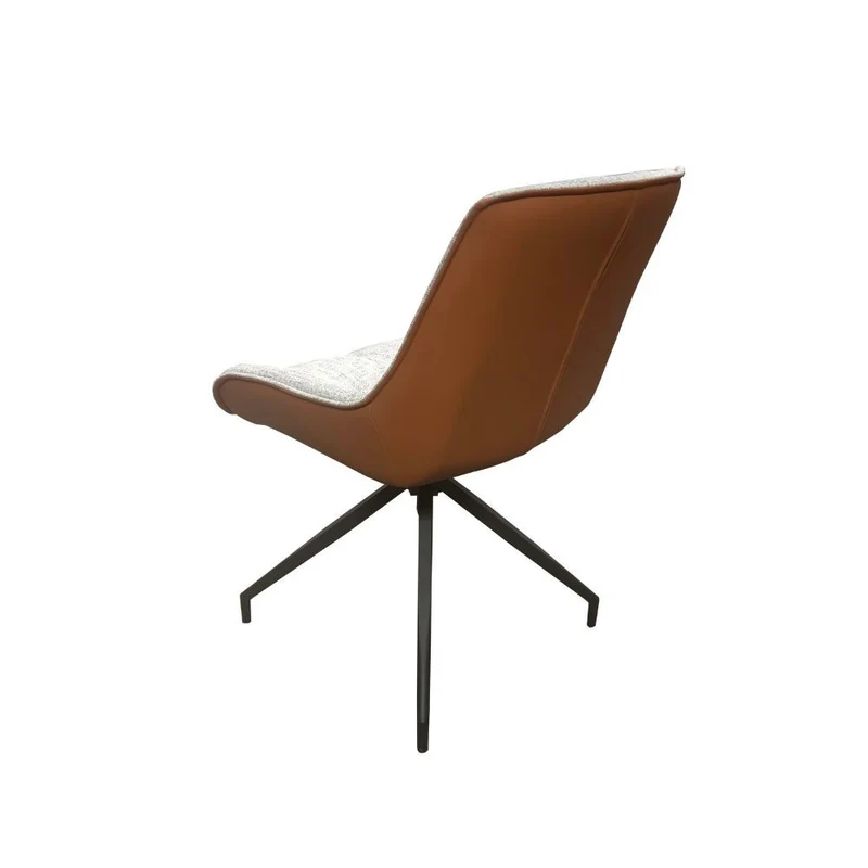 Set 2 Sedia da pranzo colore grigio chiaro con schienale in ecopelle arancione e gambe nere - Agora
