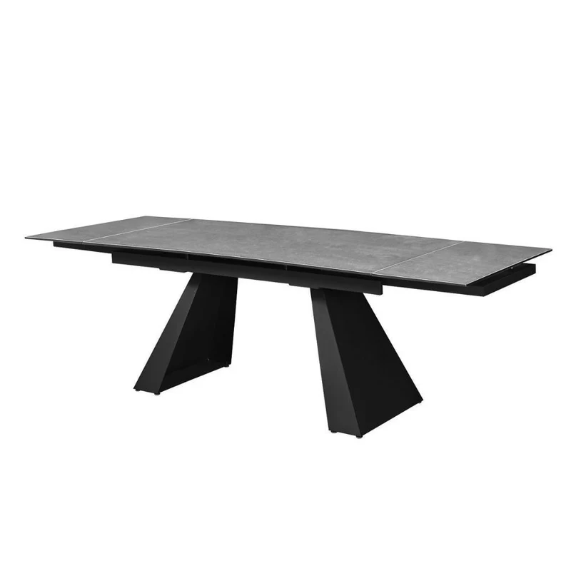Tavolo allungabile 160x90 cm con piano in ceramica colore ossido e struttura in metallo nero - Ariel