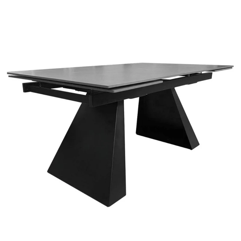 Tavolo allungabile 160x90 cm con piano in ceramica colore ossido e struttura in metallo nero - Ariel