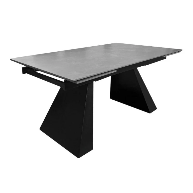 Tavolo allungabile 160x90 cm con piano in ceramica colore ossido e struttura in metallo nero - Ariel