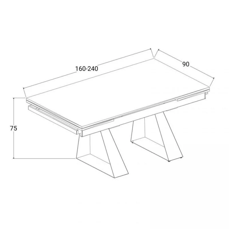 Tavolo allungabile 160x90 cm con piano in ceramica colore ossido e struttura in metallo nero - Ariel