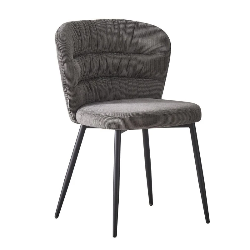 Set 4 Sedia imbottita in tessuto colore grigio e gambe in metallo nero - Klontar