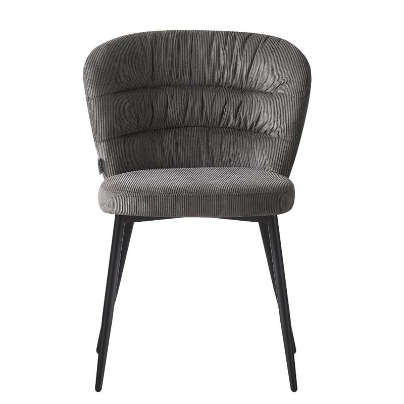 Set 4 Sedia imbottita in tessuto colore grigio e gambe in metallo nero - Klontar