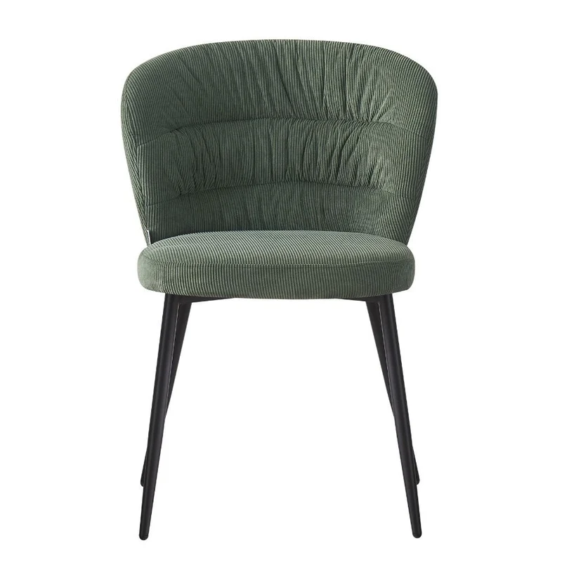 Set 4 Sedia imbottita in tessuto colore verde e gambe in metallo nero - Klontar