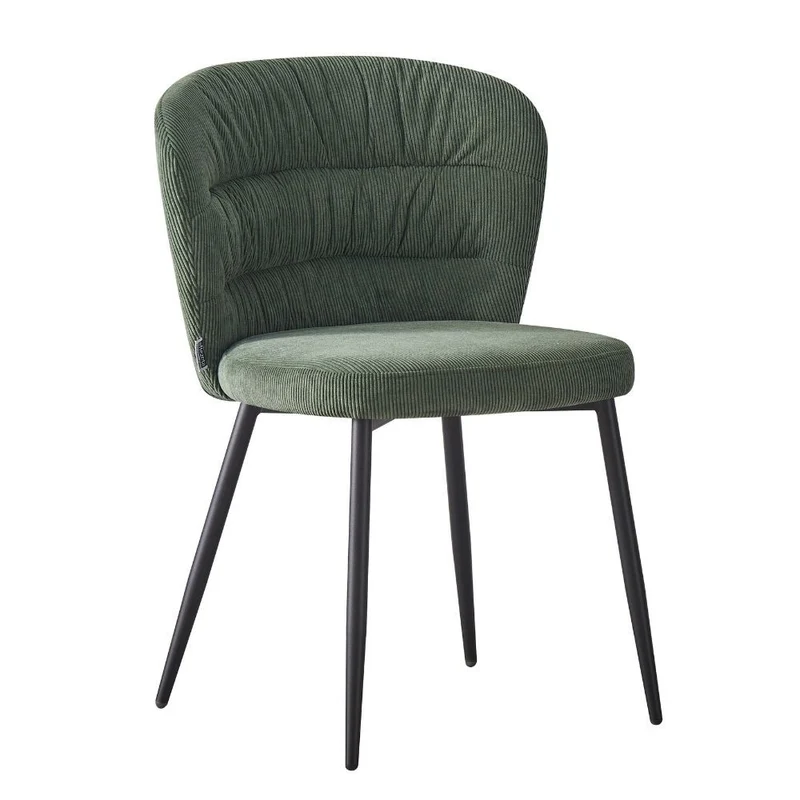 Set 4 Sedia imbottita in tessuto colore verde e gambe in metallo nero - Klontar