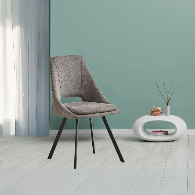 Set 2 sedie imbottite Blauss in tessuto grigio