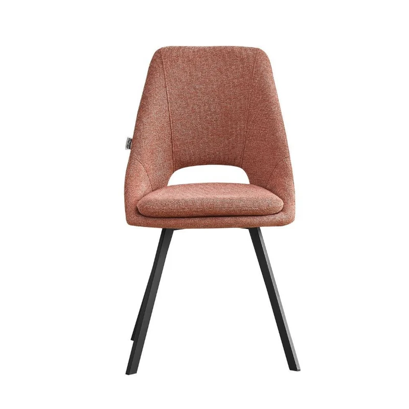 Set 2 sedie imbottite in tessuto colore salmone e gambe nere Blauss
