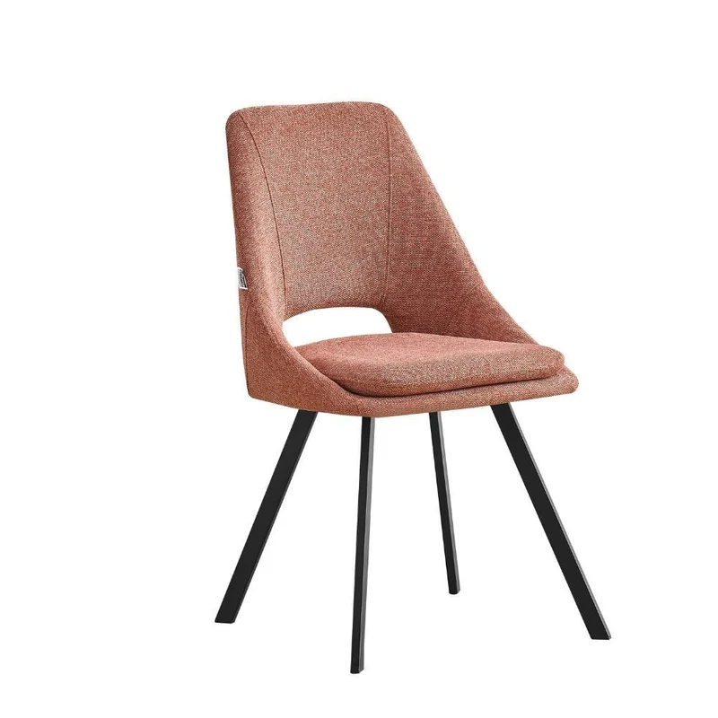 Set 2 sedie imbottite in tessuto colore salmone e gambe nere Blauss