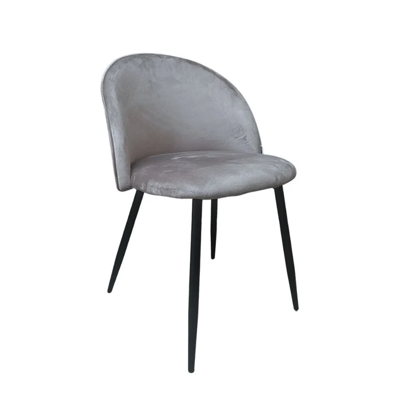 Set 4 Sedia in tessuto colore grigio e gambe in metallo nero - Despina