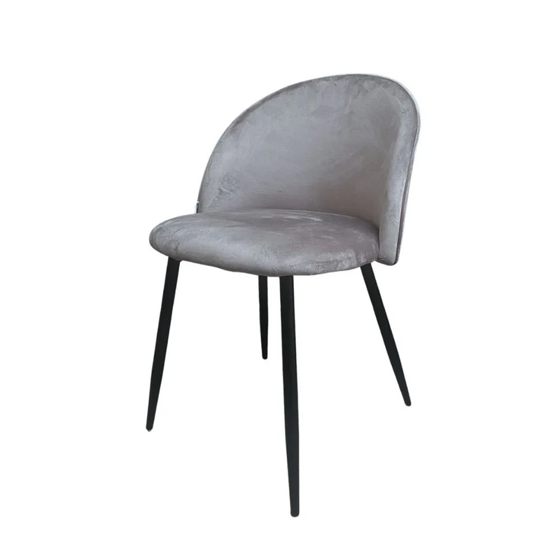 Set 4 Sedia in tessuto colore grigio e gambe in metallo nero - Despina