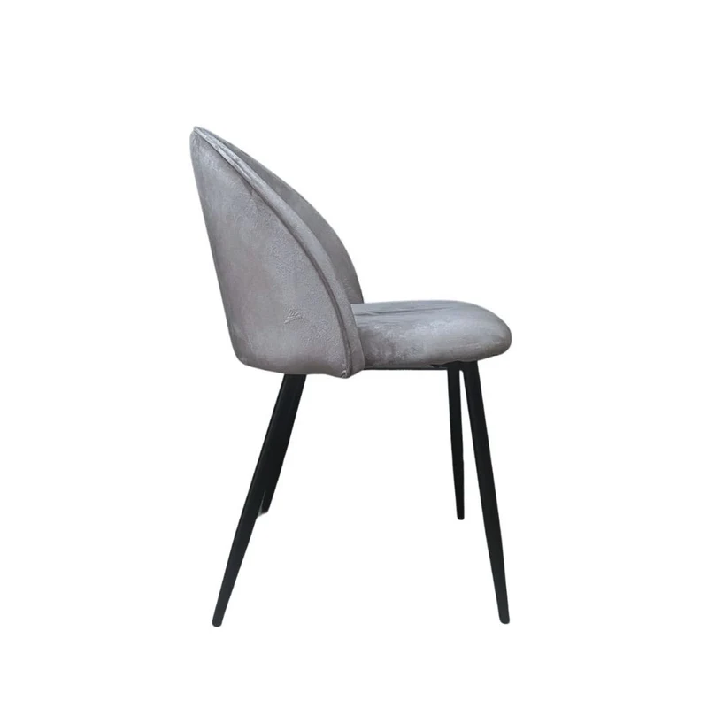 Set 4 Sedia in tessuto colore grigio e gambe in metallo nero - Despina