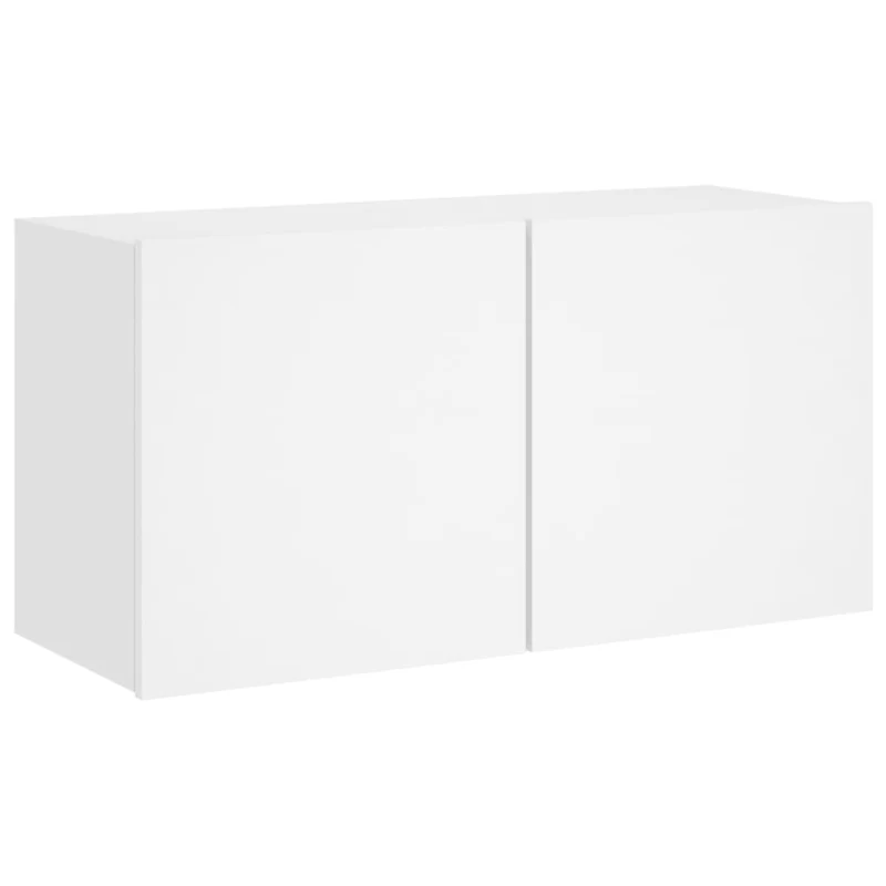 Meubles TV multimédia étagère télévision buffet téléviseur salle à manger salon chambre 4 pièces bois d'ingénierie blanc 02_0029231
