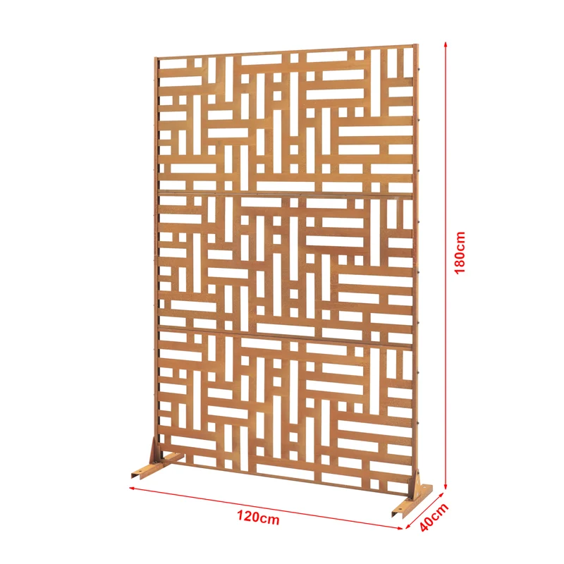 Cloison de séparation pour extérieur et intérieur 180 x 120 x 40 cm acier galvanisé rouille 03_0009273