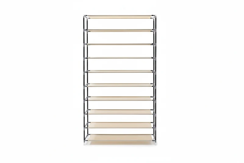 Meuble étagère armoire à chaussures tissu fermeture éclair 161 cm beige 13_0001642_2