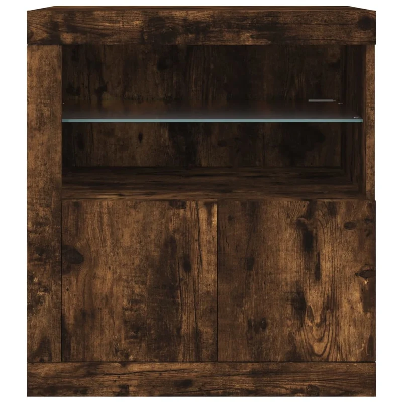 Buffet bahut commode armoire meuble de rangement organisateur cuisine salle de séjour salon avec lumières LED 60,5 x 37 x 67 cm marron 02_0029890