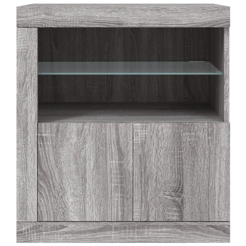Buffet bahut commode armoire meuble de rangement organisateur cuisine salle de séjour salon avec lumières LED sonoma 60,5 x 37 x 67 cm gris 02_0030079