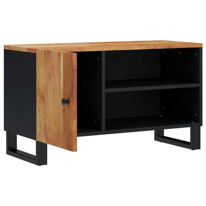 Meuble TV multimédia étagère télévision buffet téléviseur salle à manger salon chambre 80 x 33 x 46 cm bois d'acacia solide et d'ingénierie brun 02_0026240