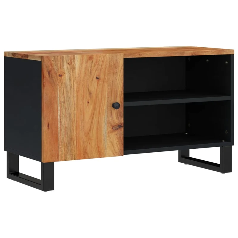 Meuble TV multimédia étagère télévision buffet téléviseur salle à manger salon chambre 80 x 33 x 46 cm bois d'acacia solide et d'ingénierie brun 02_0026240