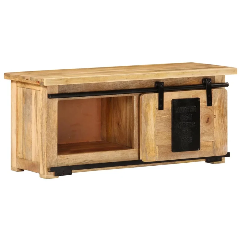 Meuble TV multimédia étagère télévision buffet téléviseur salle à manger salon chambre 90 x 35 x 40 cm bois massif de manguier brun 02_0026351