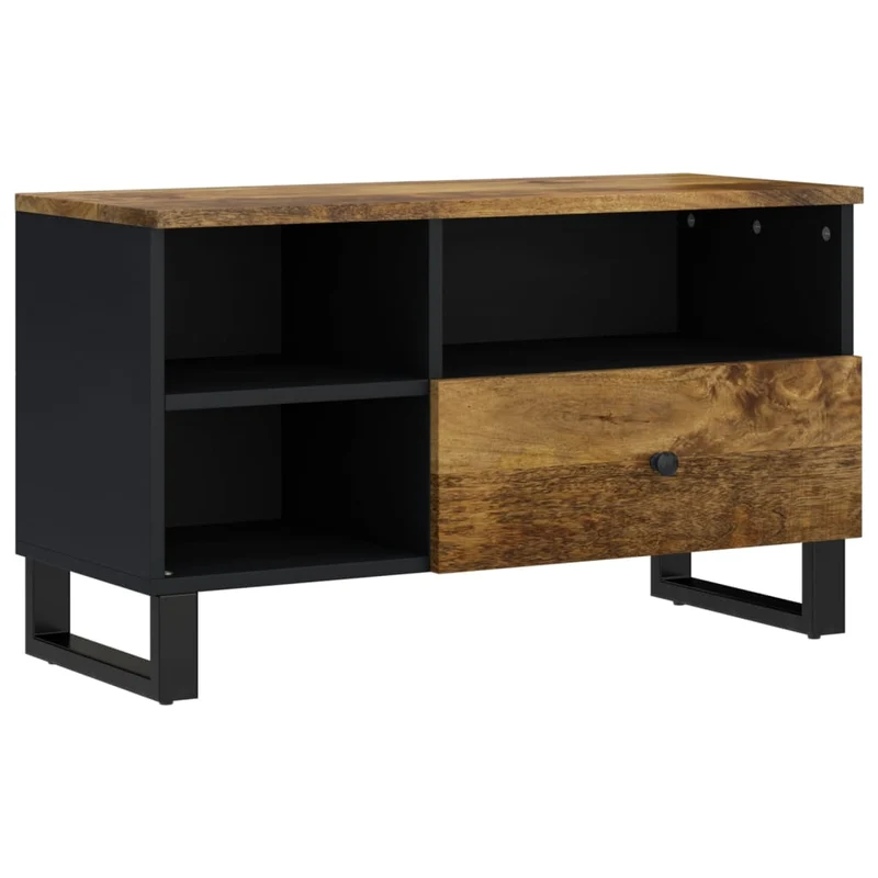 Meuble TV multimédia étagère télévision buffet téléviseur salle à manger salon chambre 80 x 33 x 46 cm bois de manguier et d'ingénierie brun 02_0026244