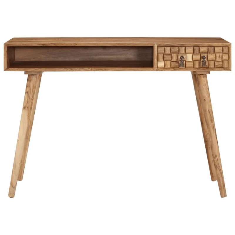 Bureau table poste de travail meuble d'ordinateur informatique étude 115 x 50 x 76 cm bois d'acacia massif brun 02_0023373